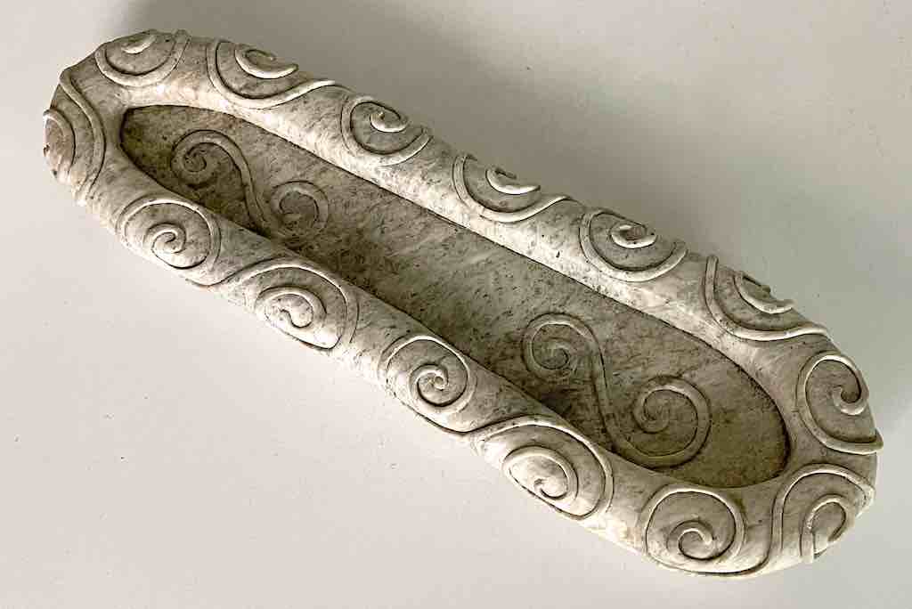 Hand-Carved Soapstone Vietnamese White Abstract Platter
