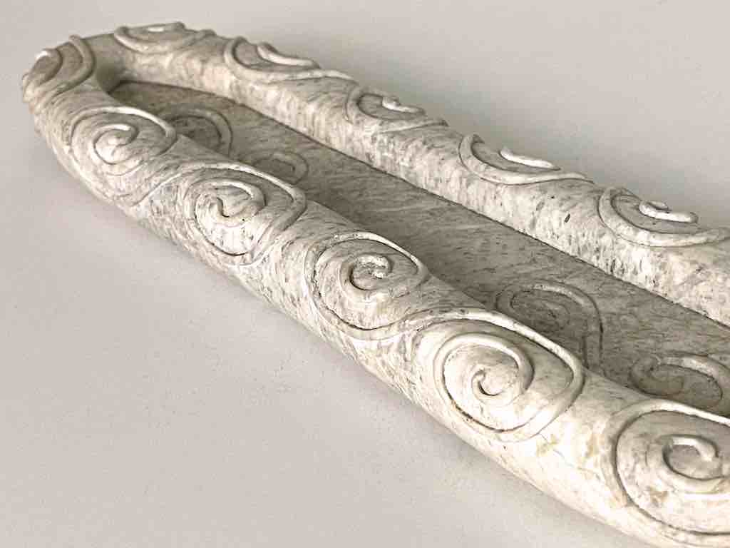 Hand-Carved Soapstone Vietnamese White Abstract Platter