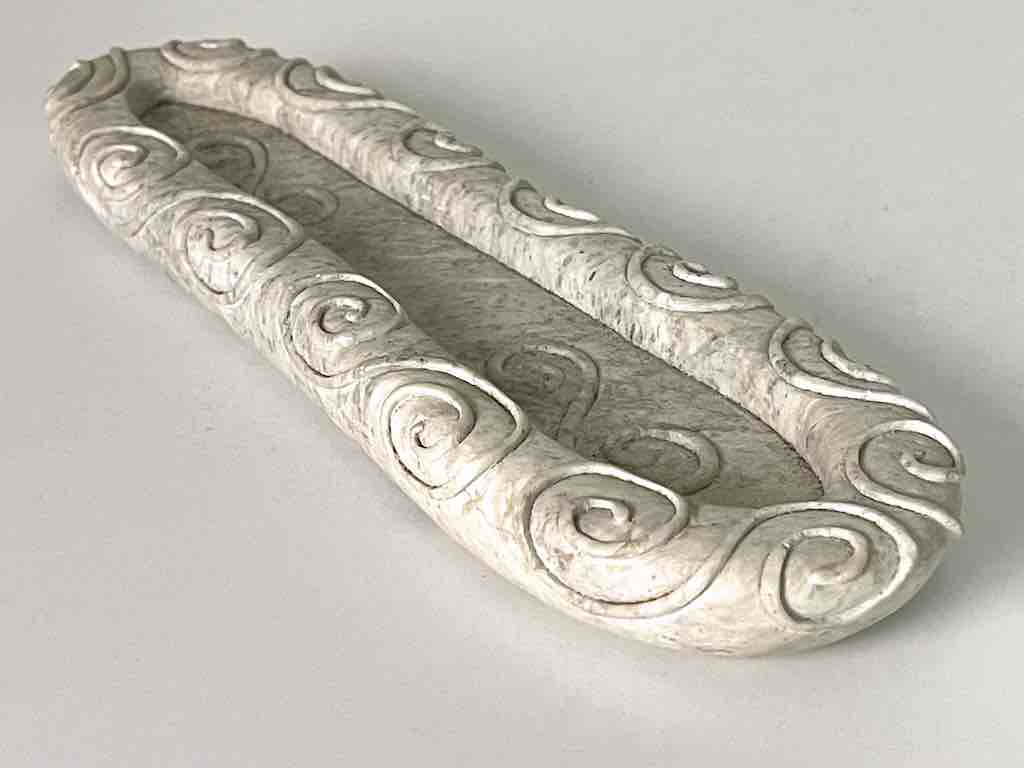 Hand-Carved Soapstone Vietnamese White Abstract Platter
