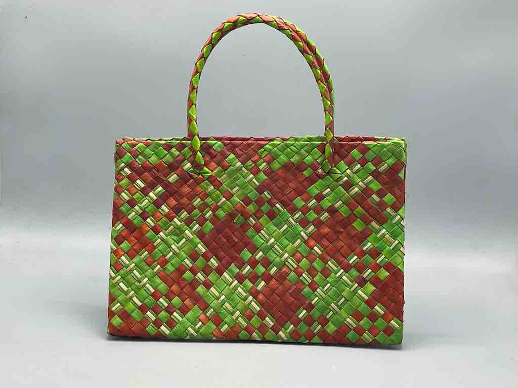 Small Handwoven Pandan Straw Tote Handbag