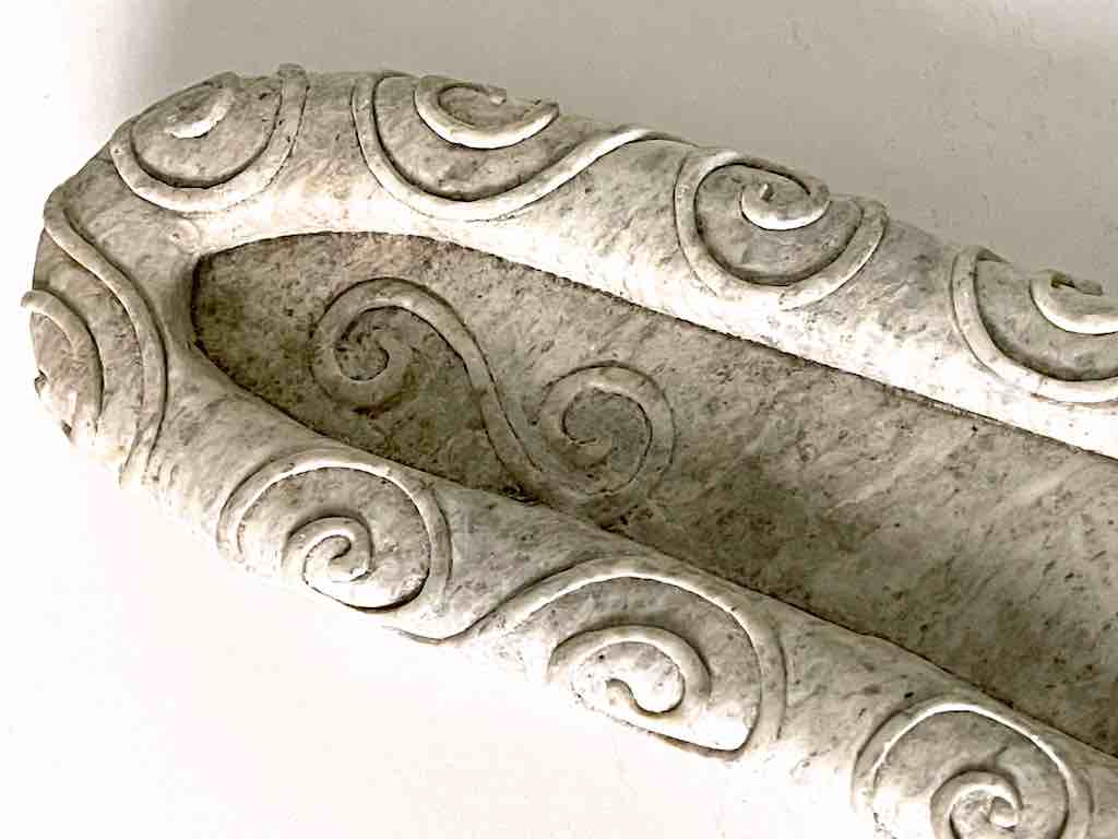 Hand-Carved Soapstone Vietnamese White Abstract Platter