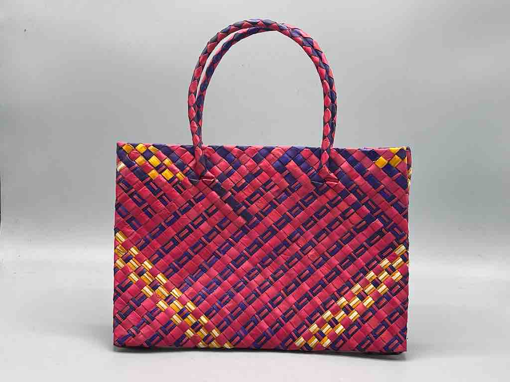 Small Handwoven Pandan Straw Tote Handbag