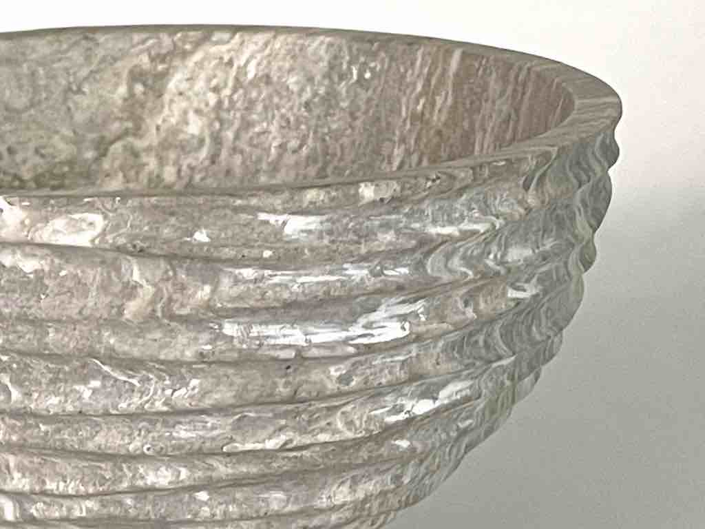 Hand-Carved Soapstone Vietnamese White Bowl