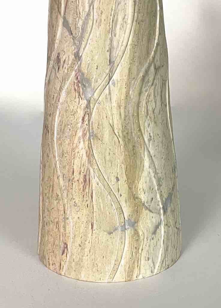 Hand-Carved Soapstone Vietnamese White Volcano-Shape Vase
