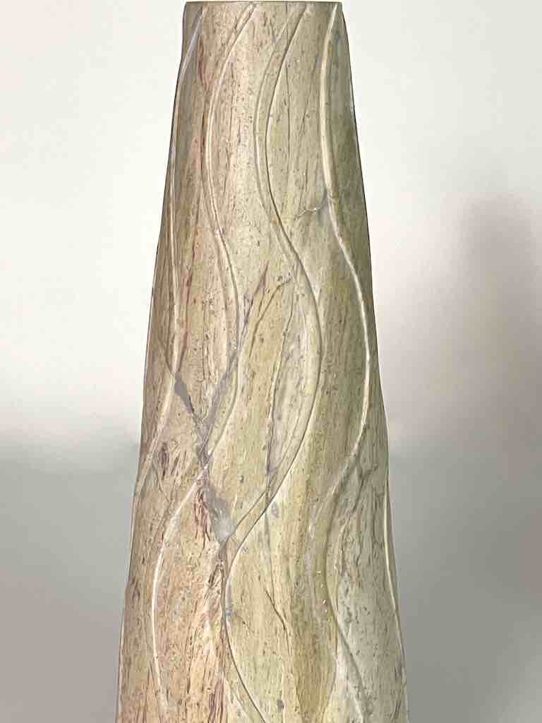 Hand-Carved Soapstone Vietnamese White Volcano-Shape Vase