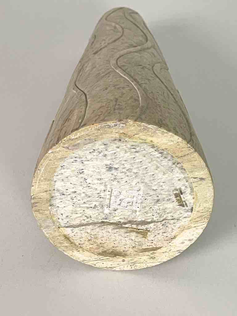 Hand-Carved Soapstone Vietnamese White Volcano-Shape Vase