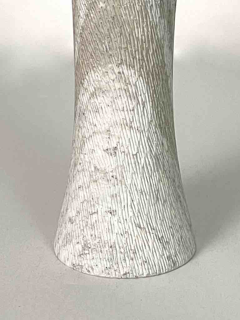Hand-Carved Soapstone Vietnamese White Hourglass-Shape Vase