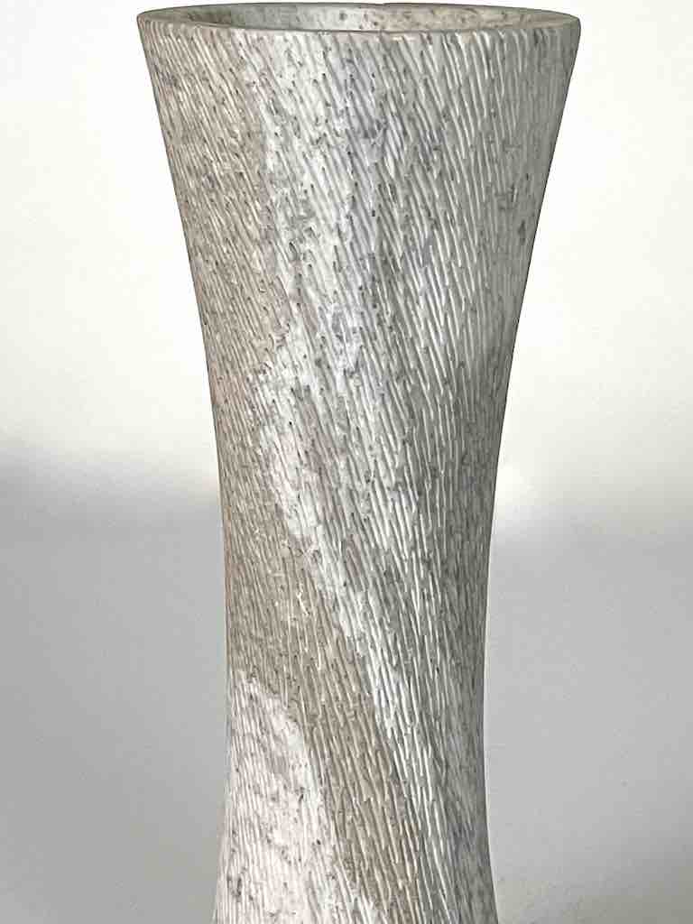 Hand-Carved Soapstone Vietnamese White Hourglass-Shape Vase