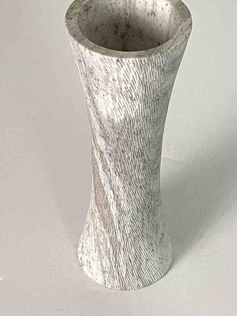 Hand-Carved Soapstone Vietnamese White Hourglass-Shape Vase