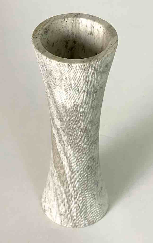 Hand-Carved Soapstone Vietnamese White Hourglass-Shape Vase