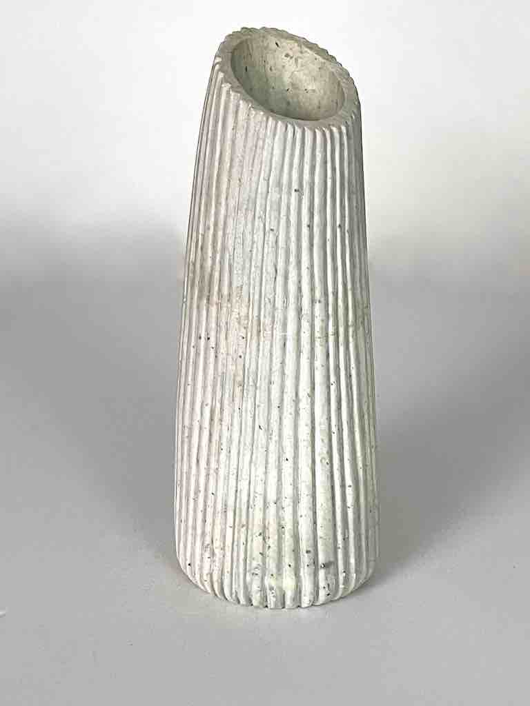 Hand-Carved Soapstone Vietnamese White Contemporary Vase
