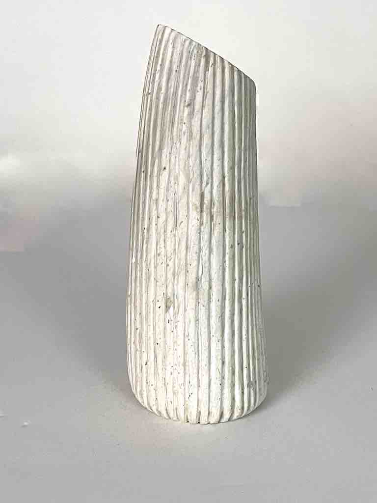 Hand-Carved Soapstone Vietnamese White Contemporary Vase