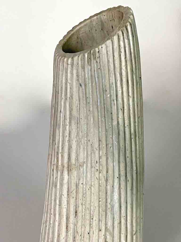 Hand-Carved Soapstone Vietnamese White Contemporary Vase