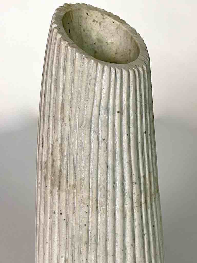Hand-Carved Soapstone Vietnamese White Contemporary Vase