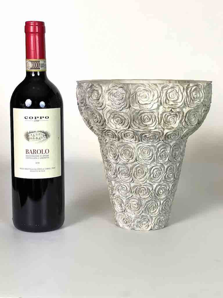 Hand-Carved Soapstone Vietnamese White Roses Design Vase