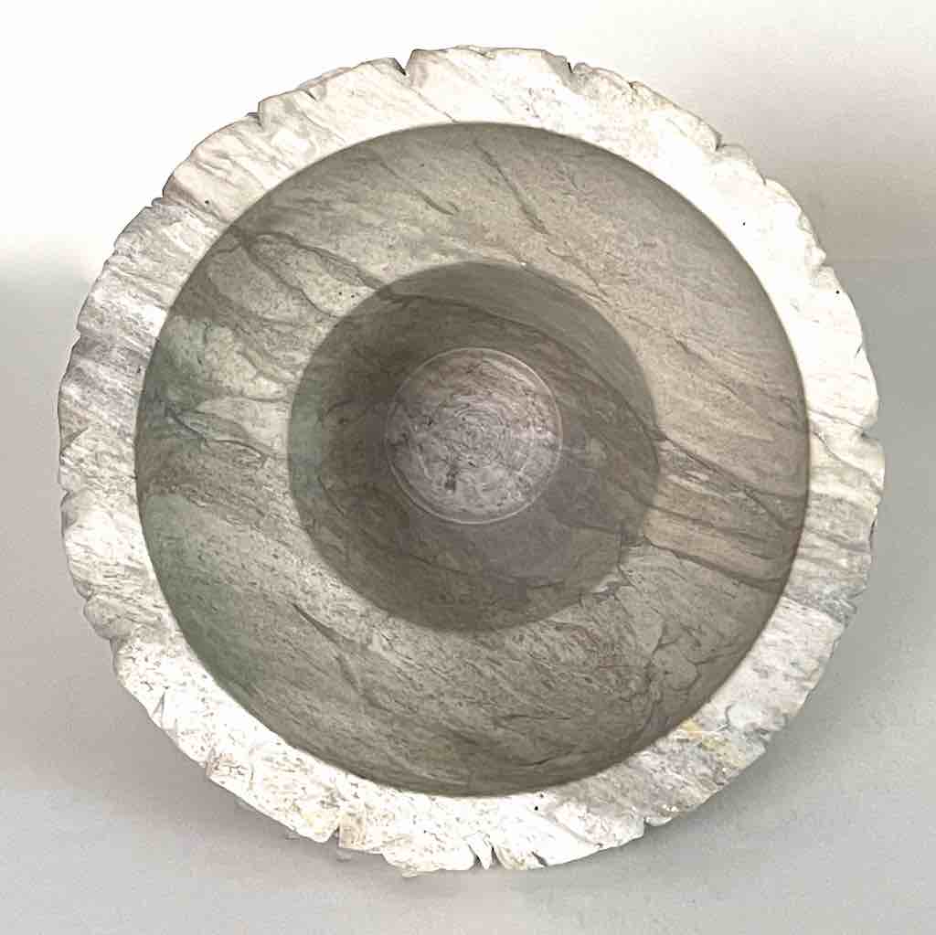 Hand-Carved Soapstone Vietnamese White Roses Design Vase