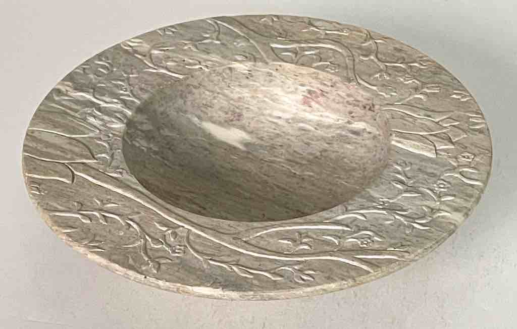 Hand-Carved Soapstone Vietnamese Small Wide Brim Bowl