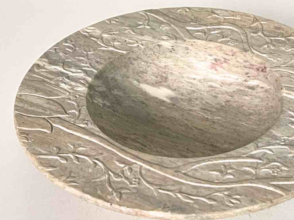 Hand-Carved Soapstone Vietnamese Small Wide Brim Bowl
