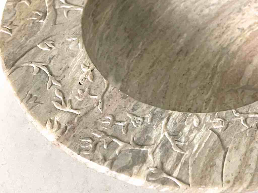 Hand-Carved Soapstone Vietnamese Small Wide Brim Bowl