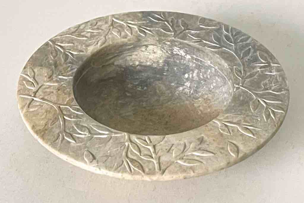 Hand-Carved Soapstone Vietnamese Small Wide Brim Bowl