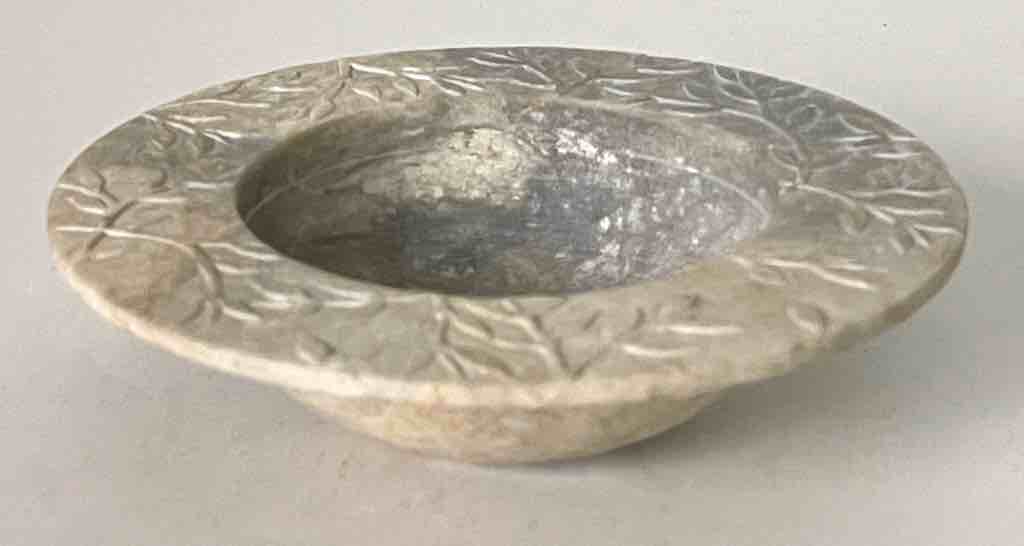Hand-Carved Soapstone Vietnamese Small Wide Brim Bowl
