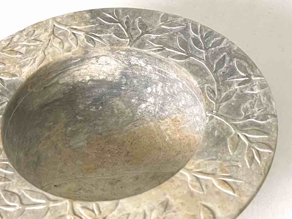 Hand-Carved Soapstone Vietnamese Small Wide Brim Bowl