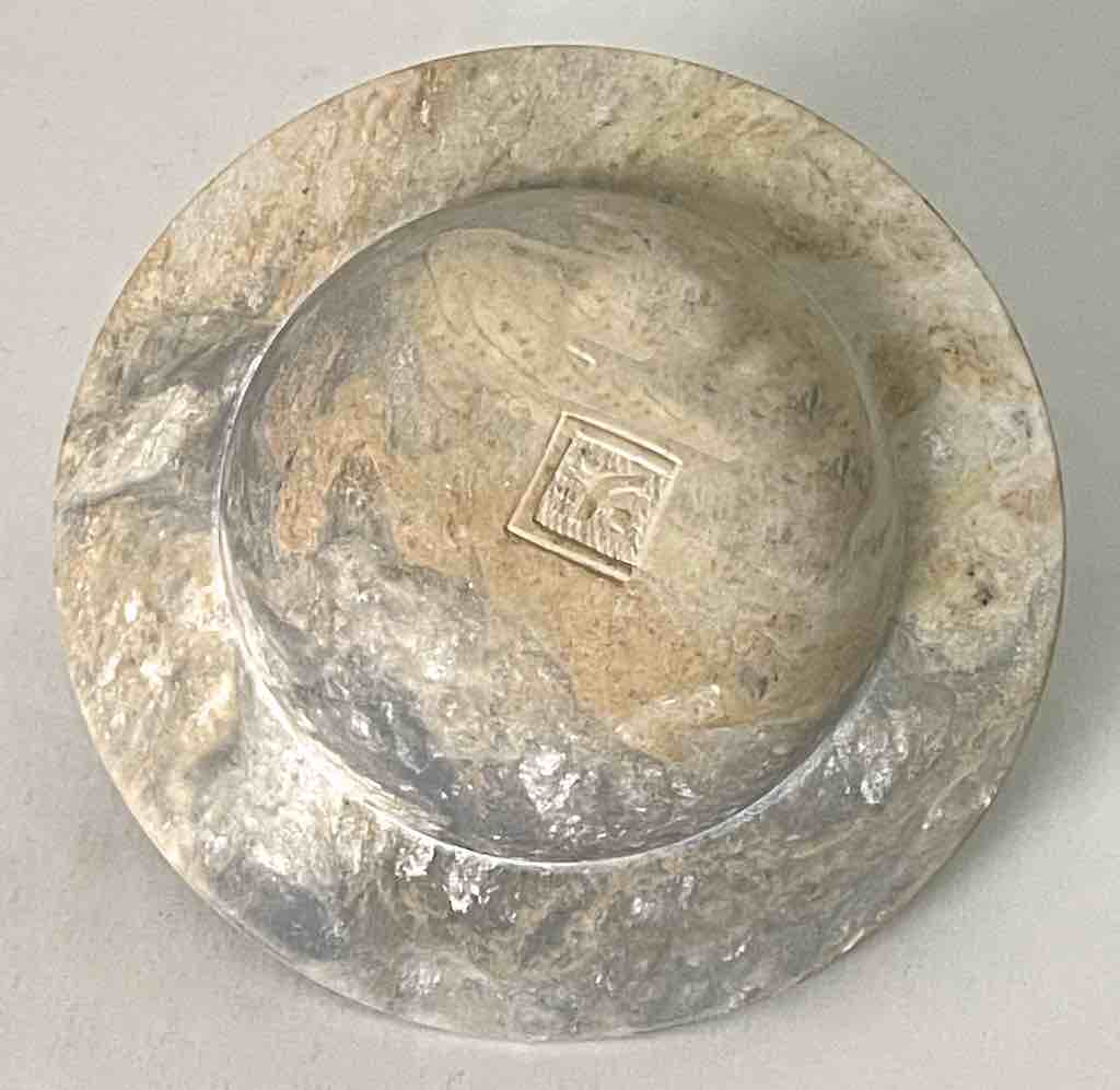 Hand-Carved Soapstone Vietnamese Small Wide Brim Bowl