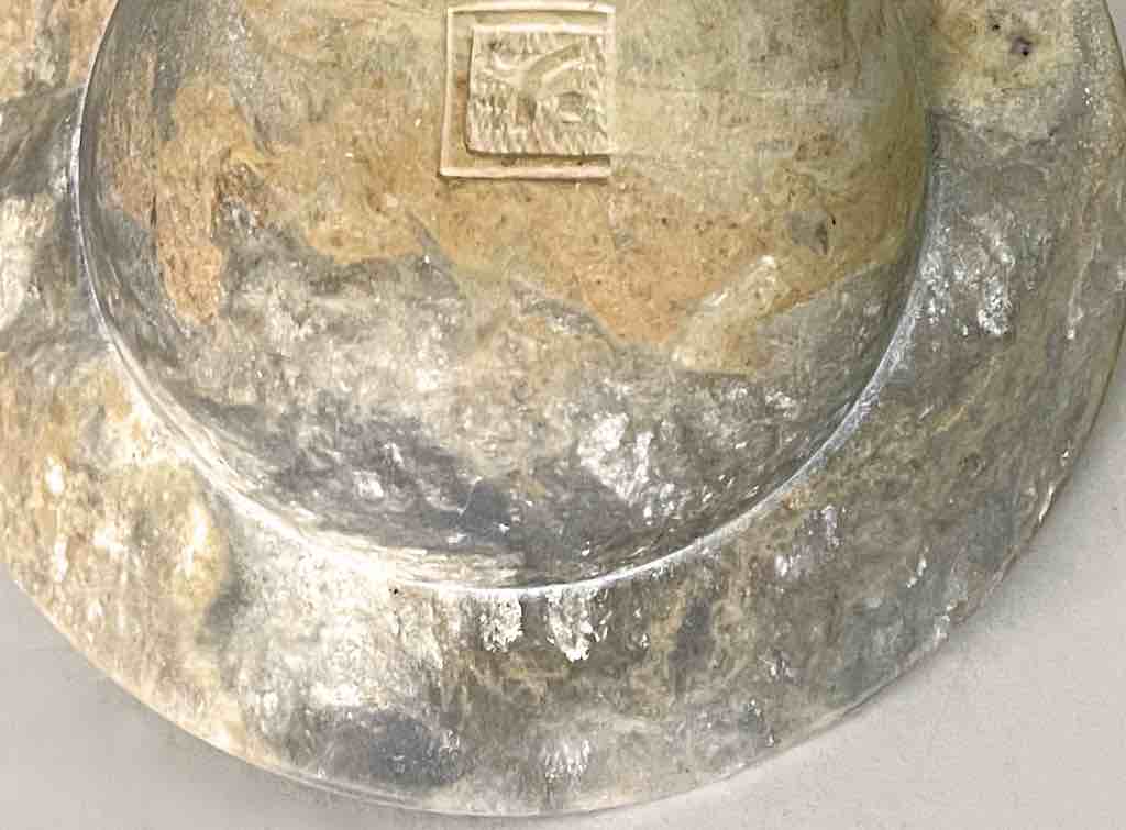 Hand-Carved Soapstone Vietnamese Small Wide Brim Bowl