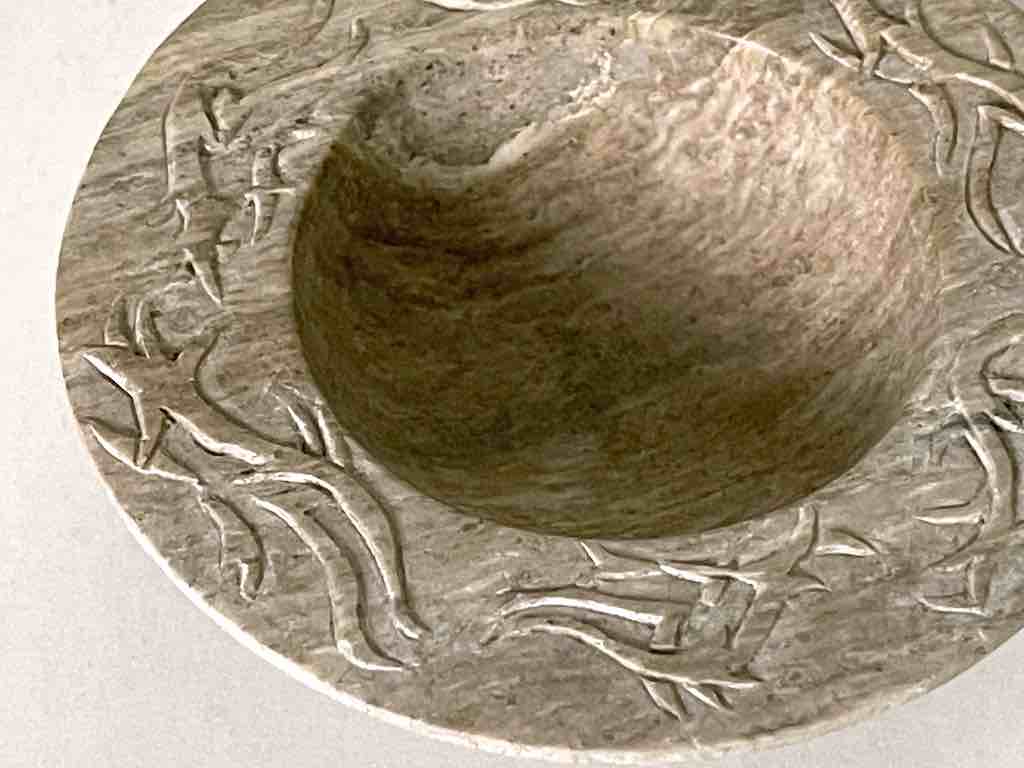 Hand-Carved Soapstone Vietnamese Small Wide Brim Bowl