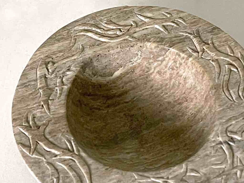 Hand-Carved Soapstone Vietnamese Small Wide Brim Bowl
