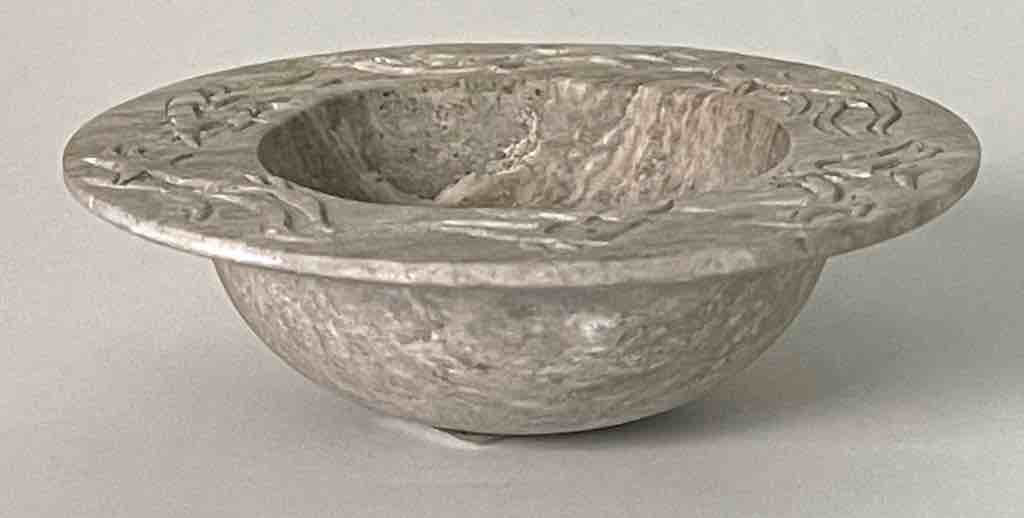 Hand-Carved Soapstone Vietnamese Small Wide Brim Bowl