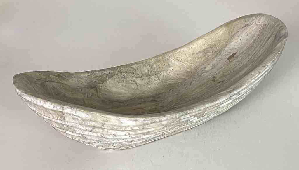 Hand-Carved Long Soapstone Vietnamese Sculptural Bowl