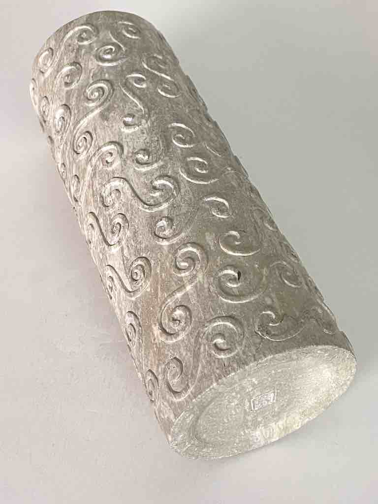 Hand-Carved Tall Cylindrical Soapstone Vietnamese Sculptural Vase