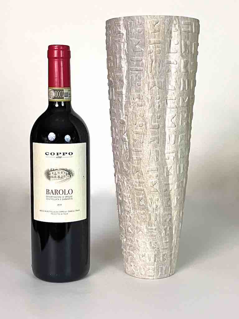 Hand-Carved Tall Flared Top Soapstone Vietnamese Sculptural Vase