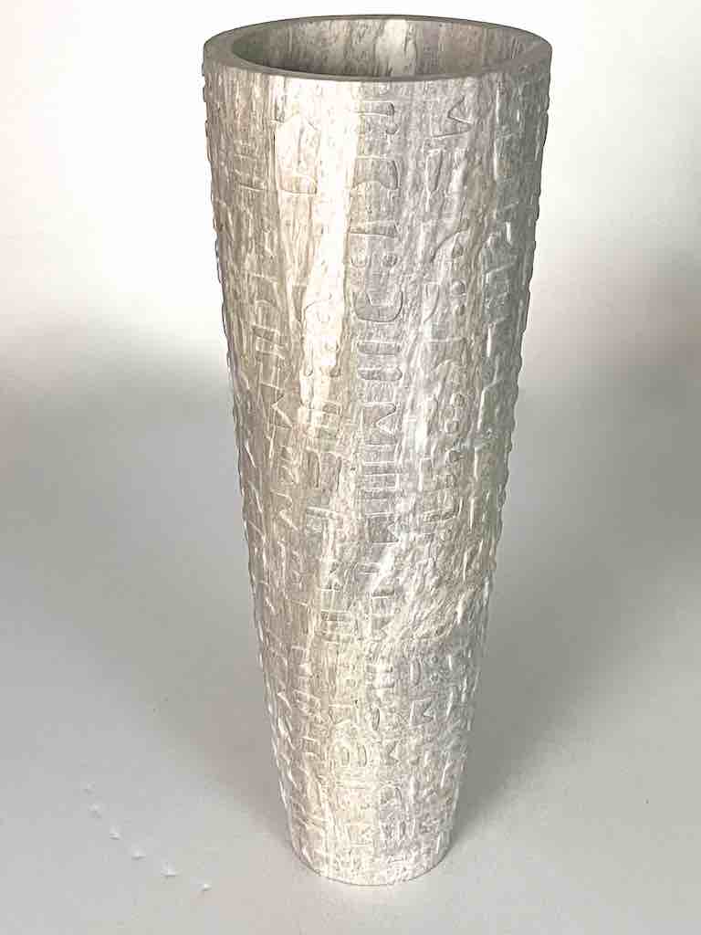 Hand-Carved Tall Flared Top Soapstone Vietnamese Sculptural Vase