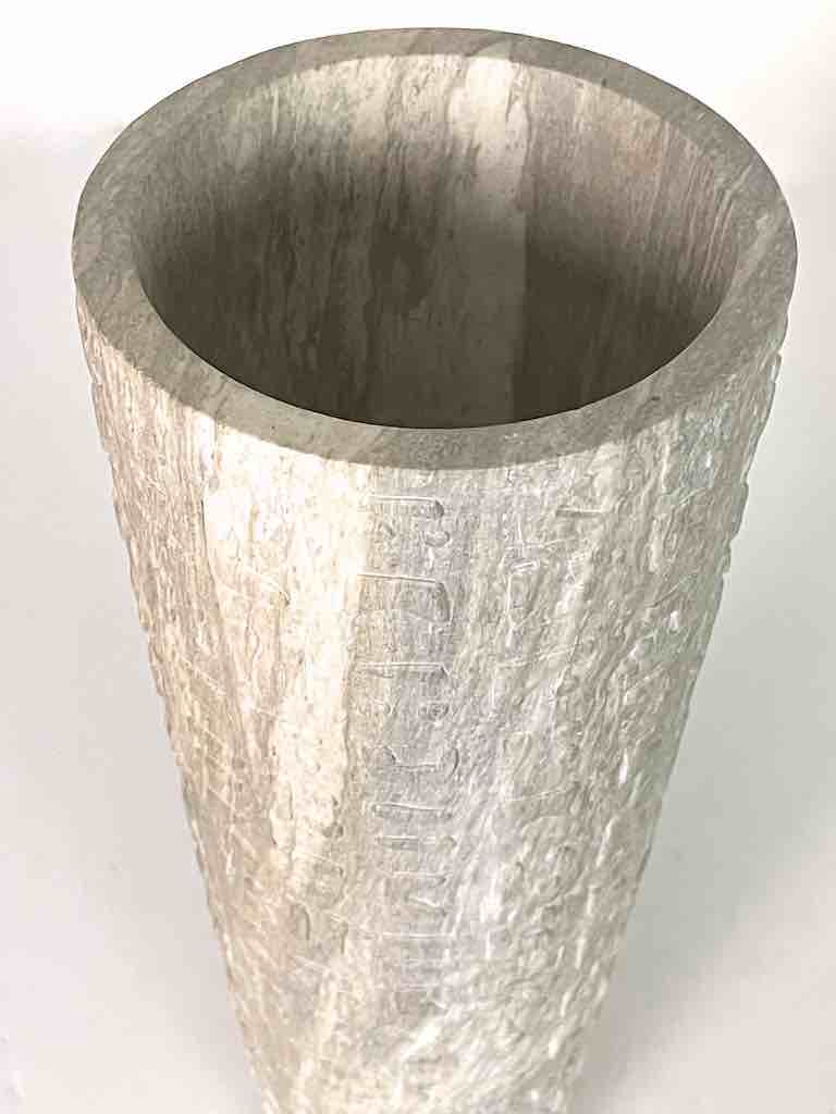 Hand-Carved Tall Flared Top Soapstone Vietnamese Sculptural Vase