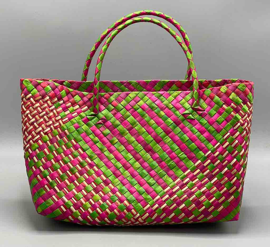 Small Handwoven Pandan Straw Tote Handbag