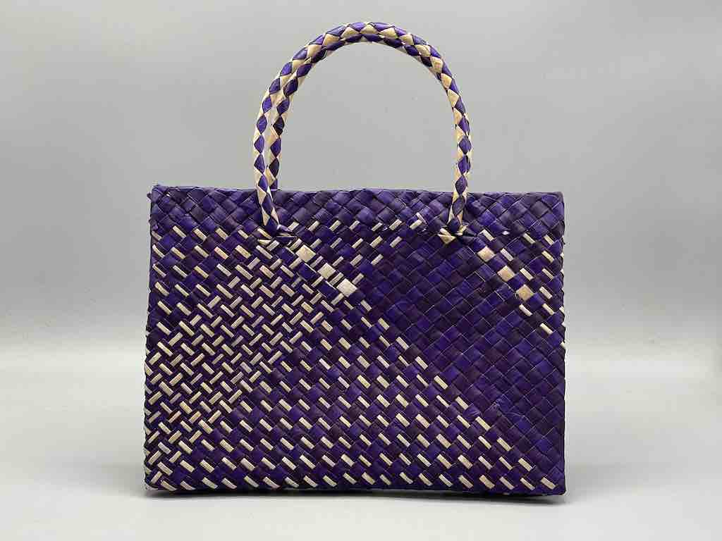 Small Handwoven Pandan Straw Tote Handbag