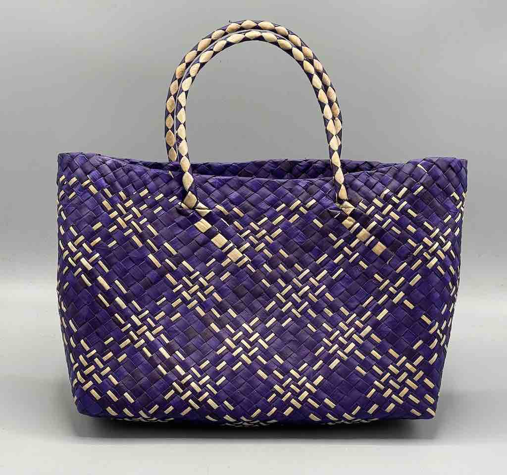 Small Handwoven Pandan Straw Tote Handbag