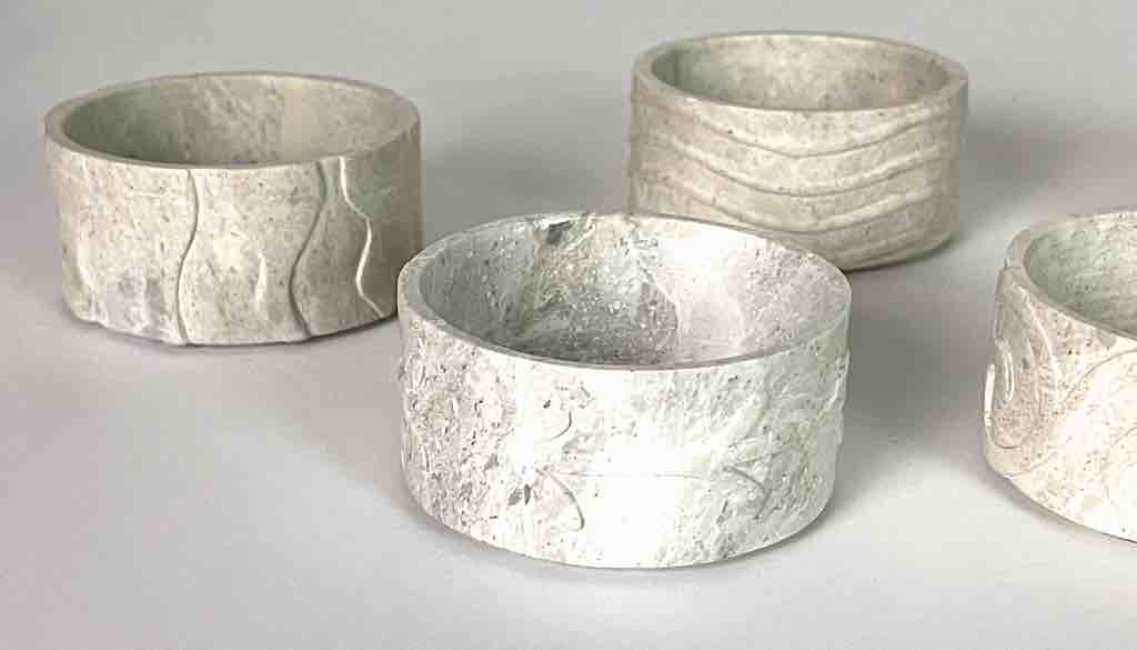 Hand-Carved Set of 5 Soapstone Vietnamese Sculptural Dishes