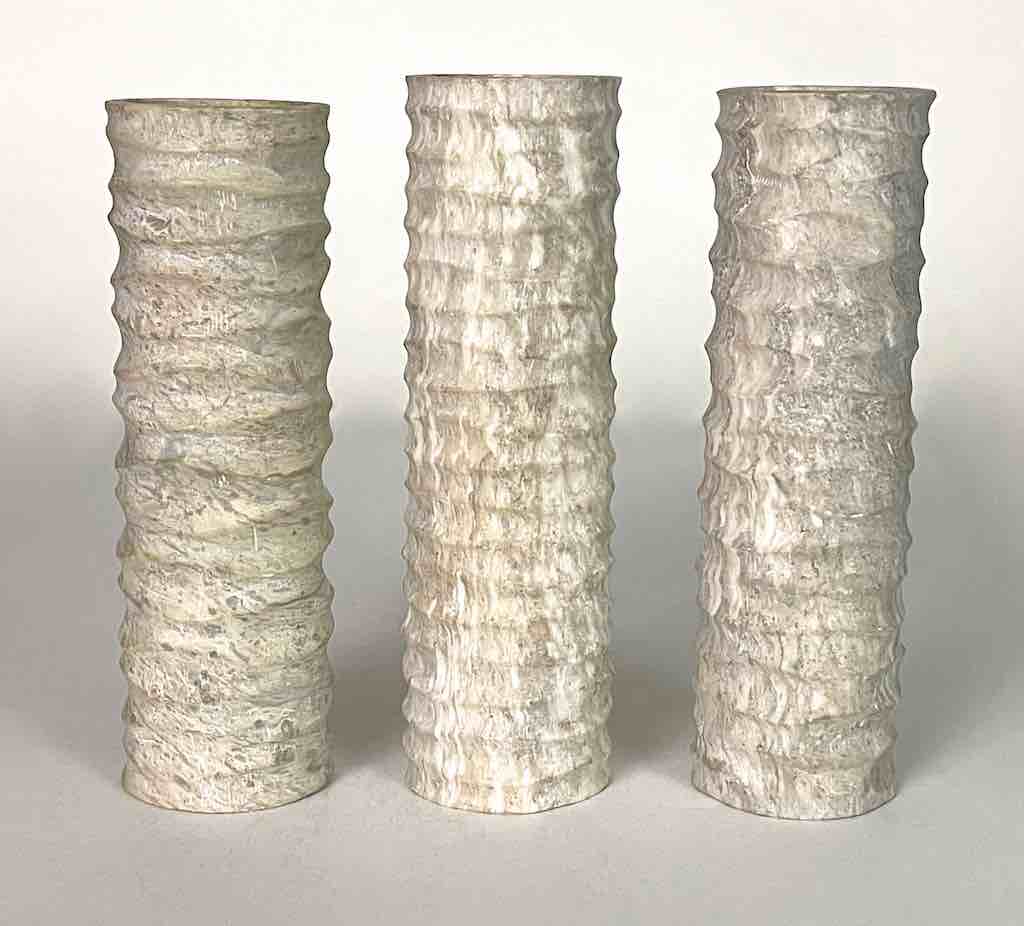 Hand-Carved Cylindrical Soapstone Vietnamese Sculptural Vase