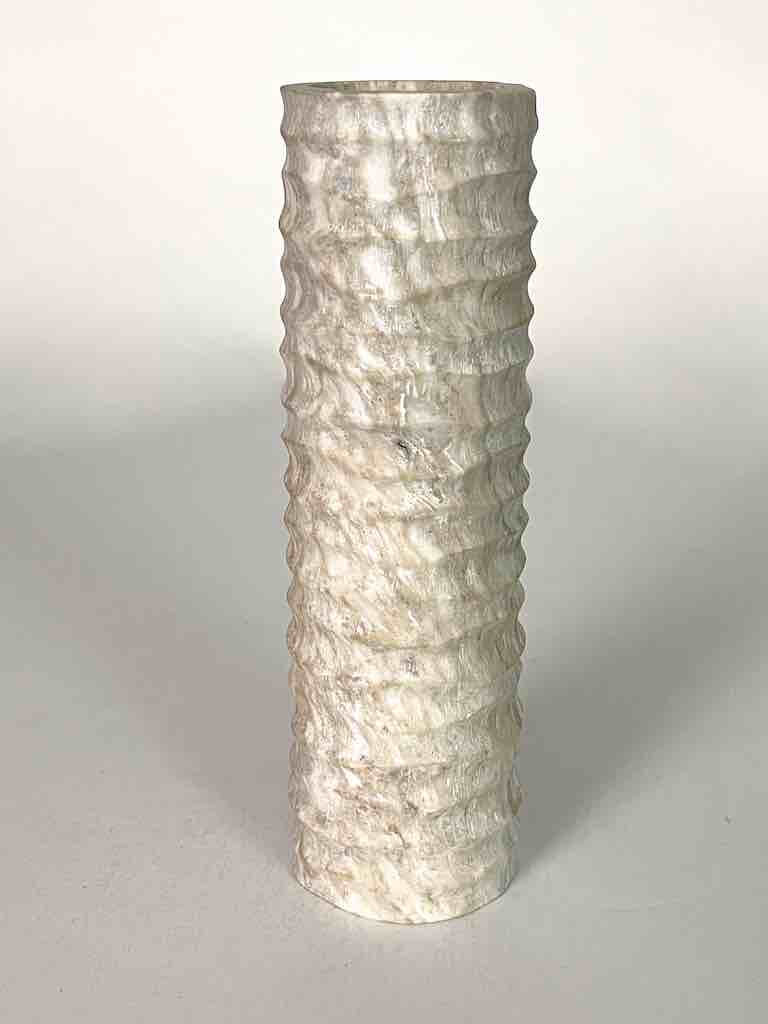 Hand-Carved Cylindrical Soapstone Vietnamese Sculptural Vase