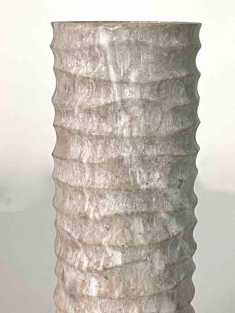 Hand-Carved Cylindrical Soapstone Vietnamese Sculptural Vase