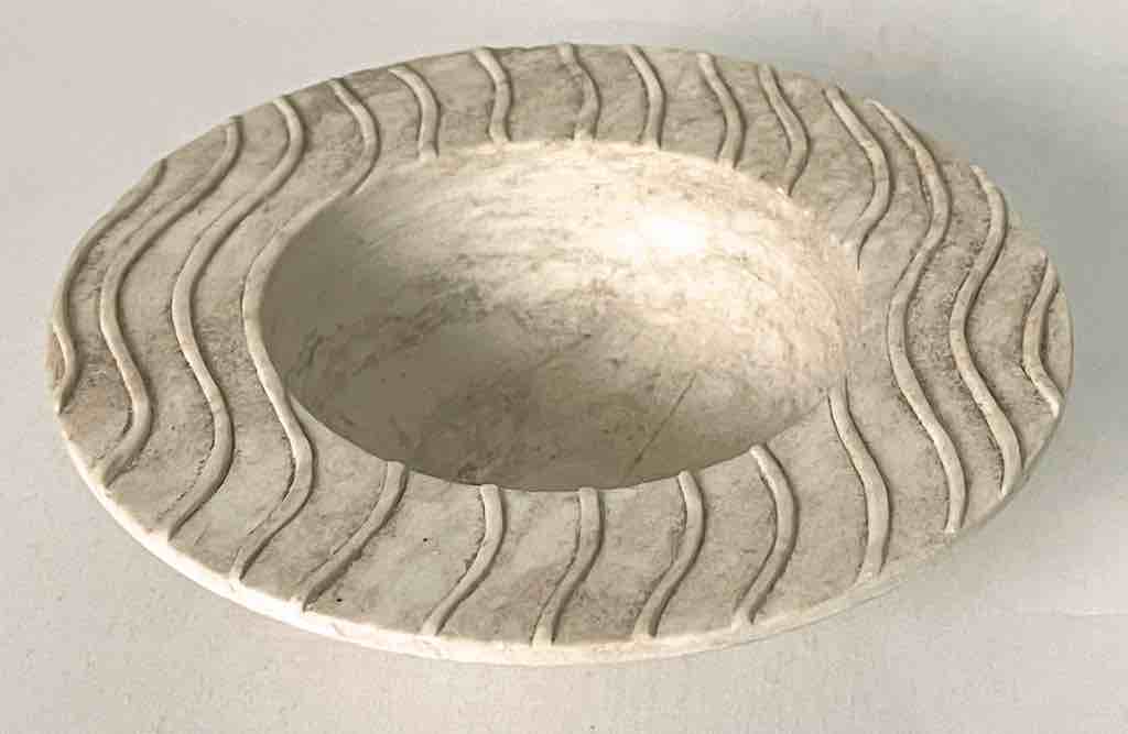 Hand-Carved Soapstone Vietnamese Small Wide Brim Bowl