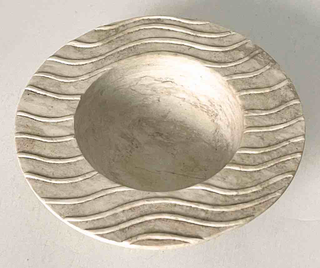 Hand-Carved Soapstone Vietnamese Small Wide Brim Bowl