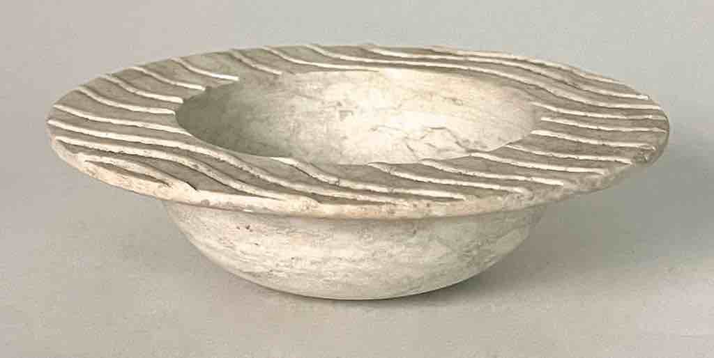 Hand-Carved Soapstone Vietnamese Small Wide Brim Bowl