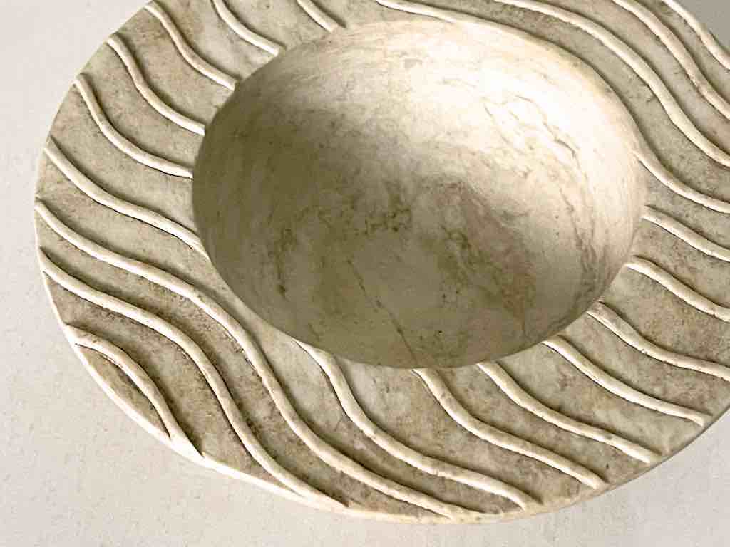 Hand-Carved Soapstone Vietnamese Small Wide Brim Bowl
