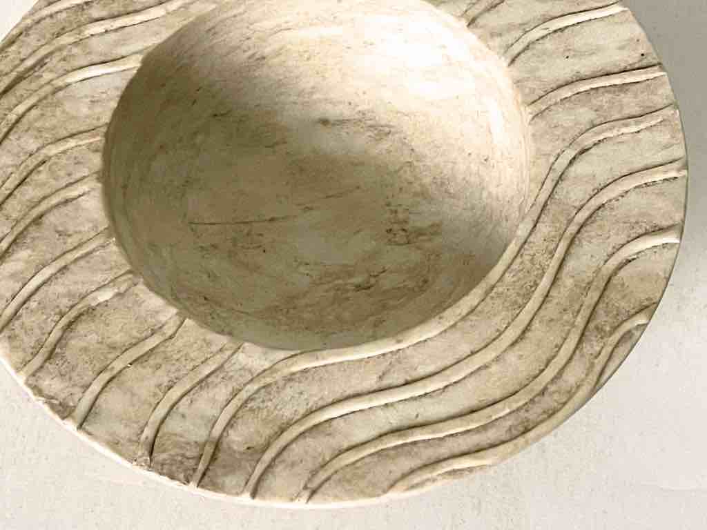 Hand-Carved Soapstone Vietnamese Small Wide Brim Bowl