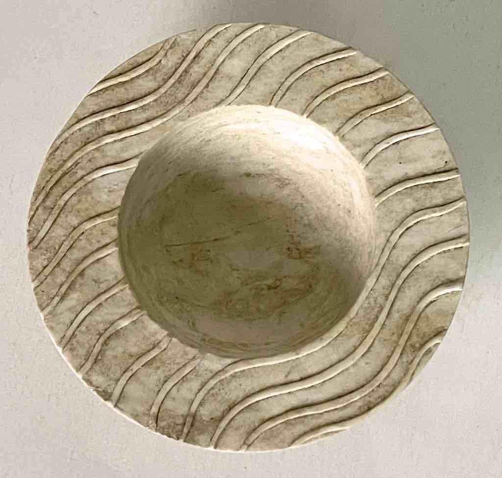Hand-Carved Soapstone Vietnamese Small Wide Brim Bowl