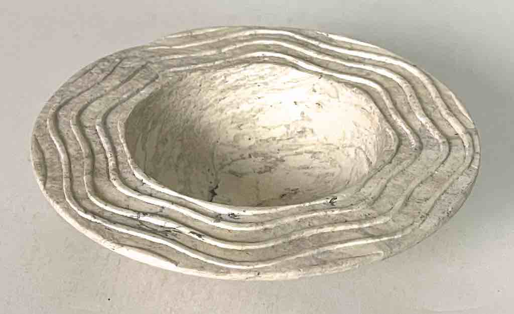 Hand-Carved Soapstone Vietnamese Small Wide Brim Bowl